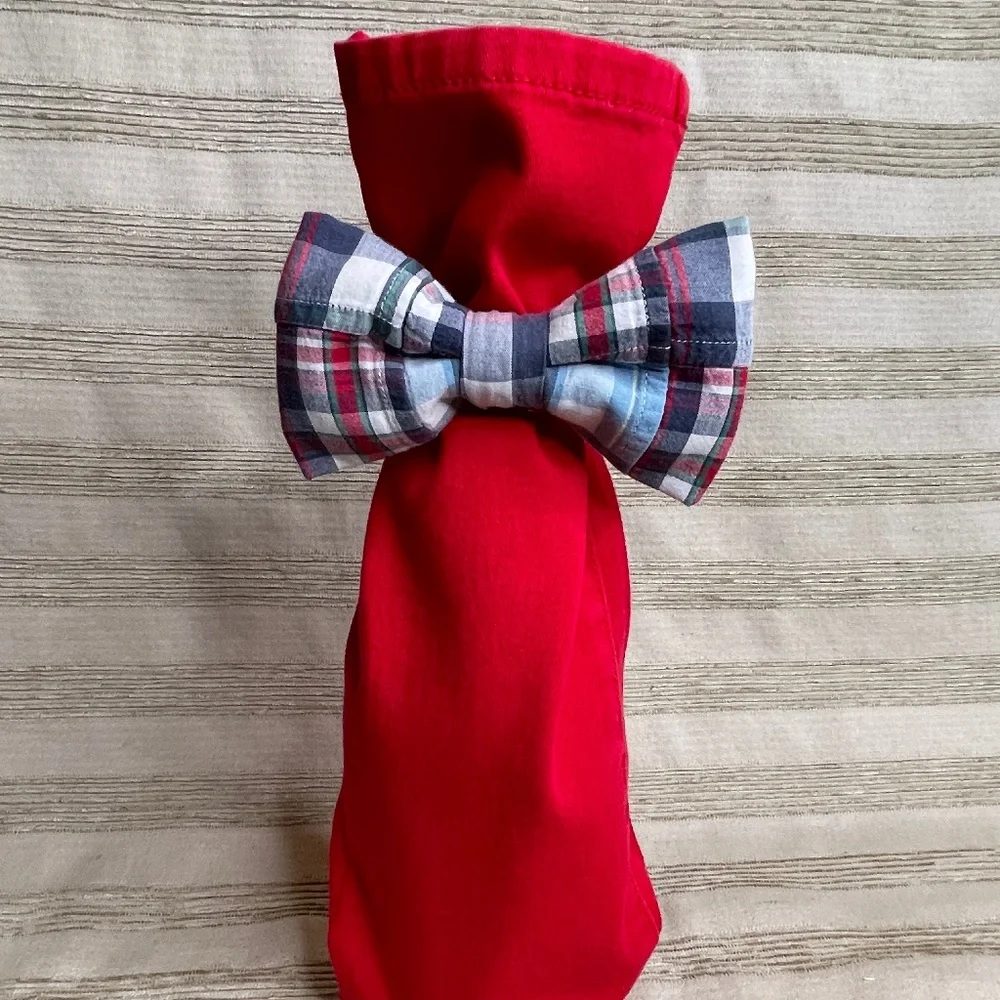 Handcrafted Wine or Liquor Bottle Gift Bag Made From Denim and Tie